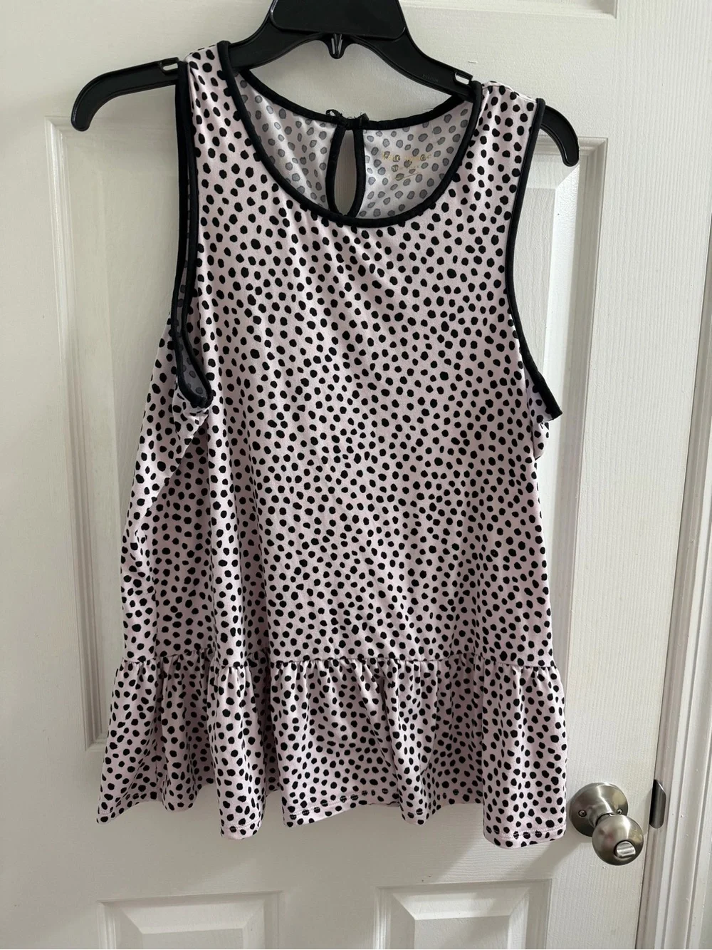 Kate Spade Sleeveless Pajama Peplum Pink Polka Dot Ruffle Hem Top Shirt Small S